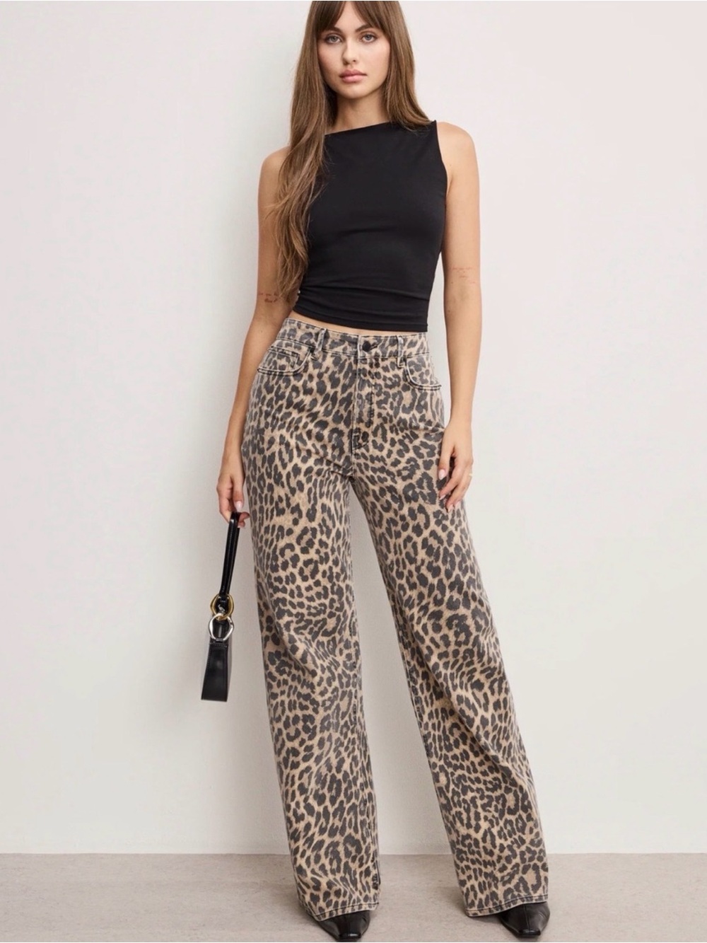 Good American Good Ease Standard - Leopard Print Pants - 4